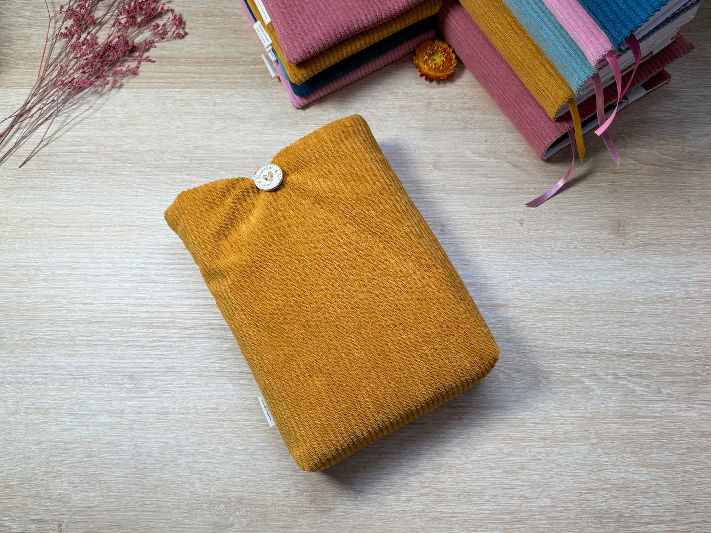 Pochette à livre - Velours Moutarde