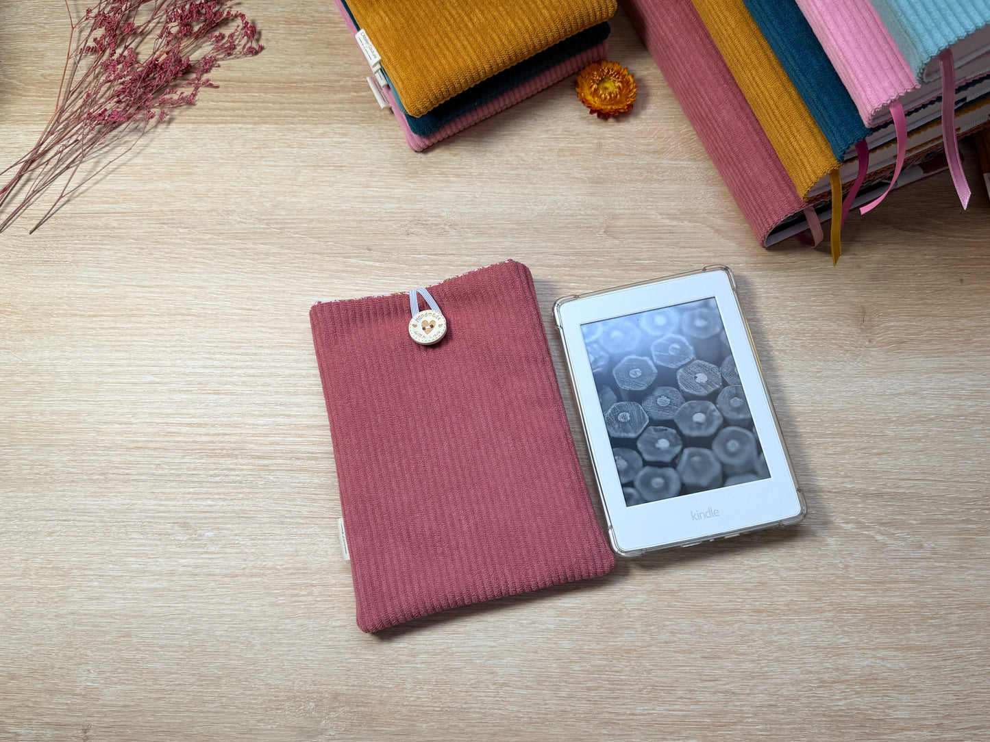 Pochette à Liseuse - Velours Vieux Rose