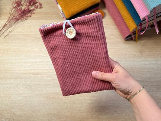 Pochette à Liseuse - Velours Vieux Rose