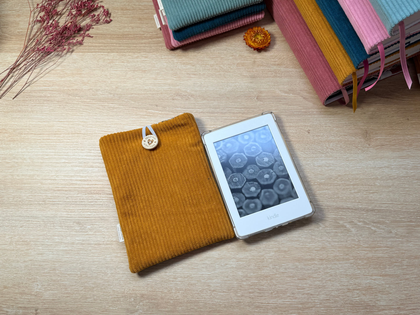 Pochette à Liseuse - Velours Moutarde