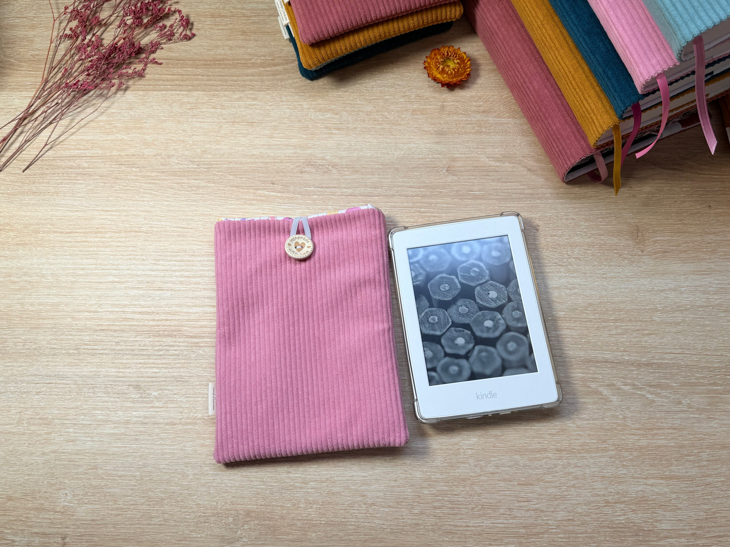 Pochette à Liseuse - Velours Rose