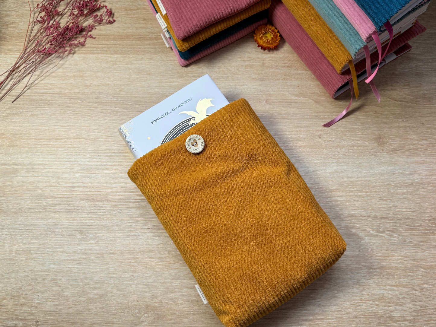 Pochette à livre - Velours Moutarde
