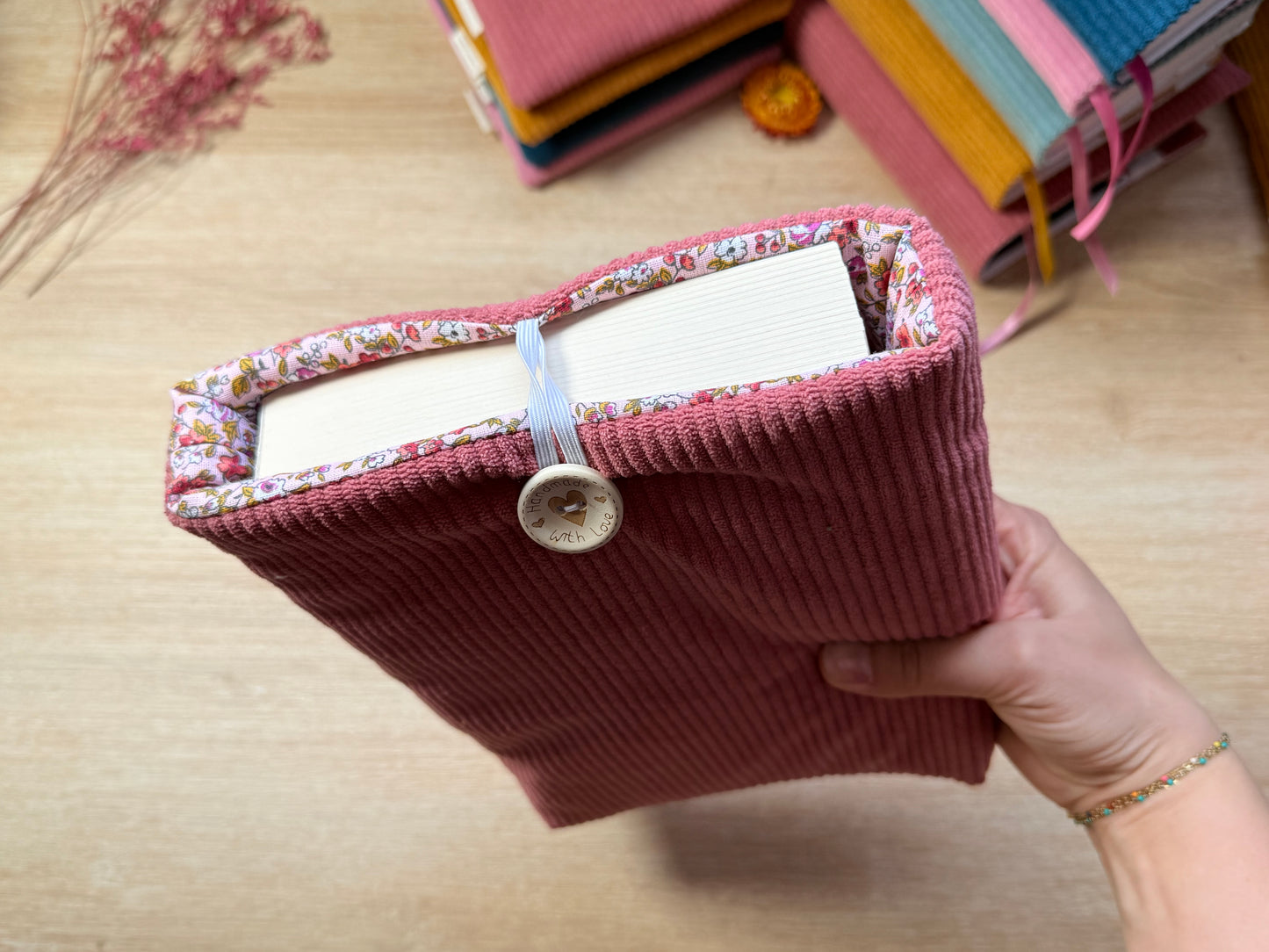 Pochette à livre - Velours Vieux Rose