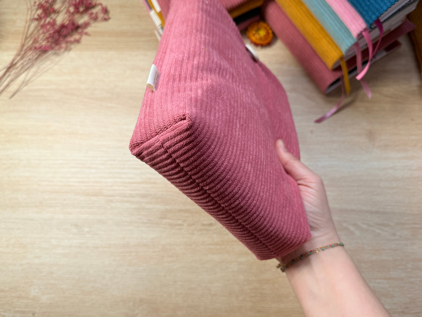 Pochette à livre - Velours Vieux Rose