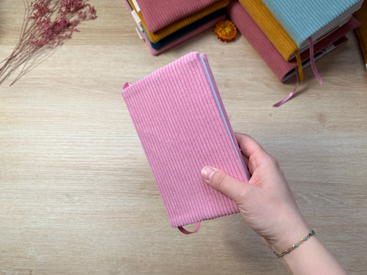 Couvre-livre - Velours Rose