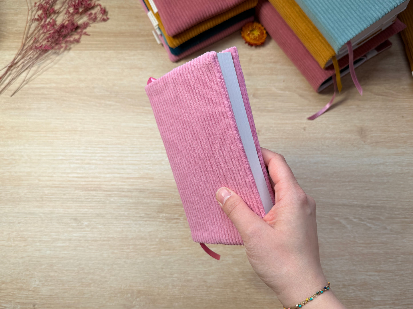 Couvre-livre - Velours Rose