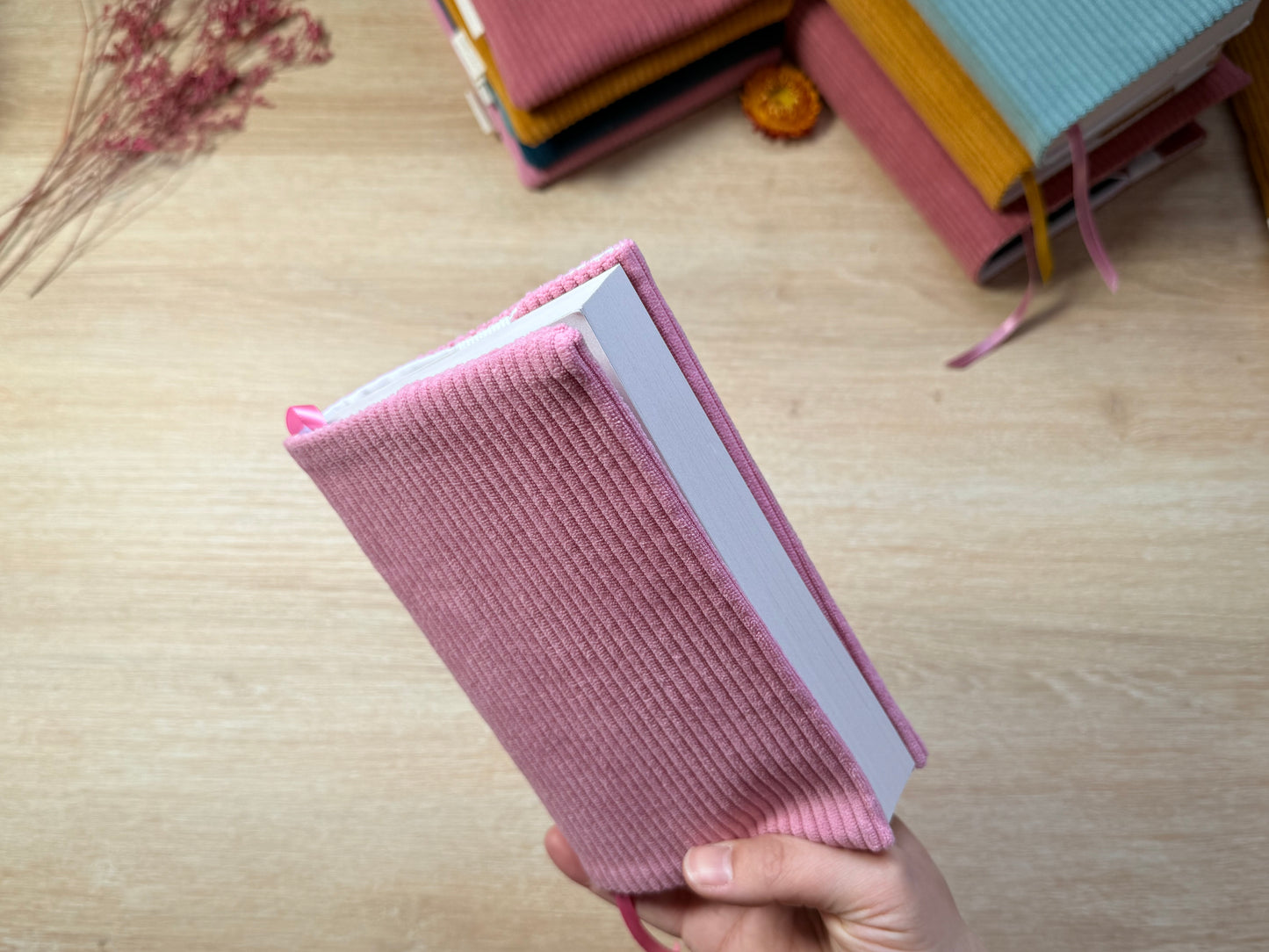 Couvre-livre - Velours Rose