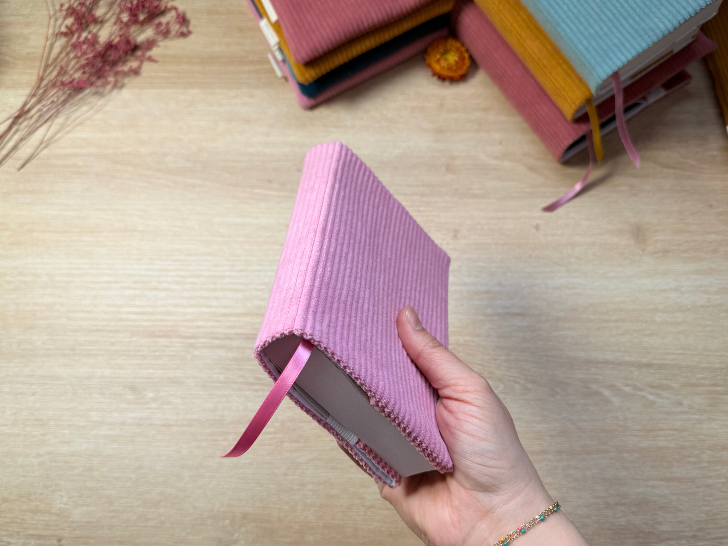 Couvre-livre - Velours Rose