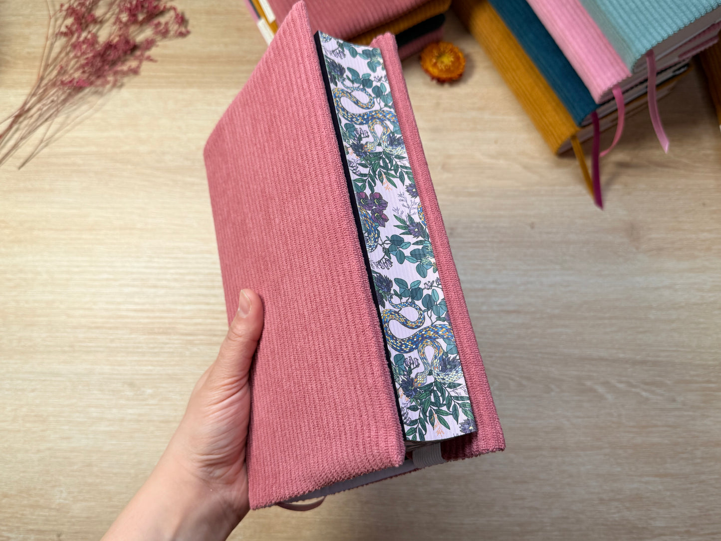 Couvre-livre - Velours Vieux Rose