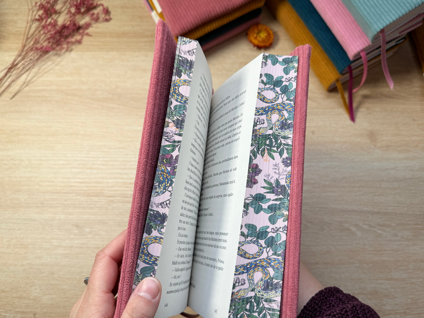 Couvre-livre - Velours Vieux Rose