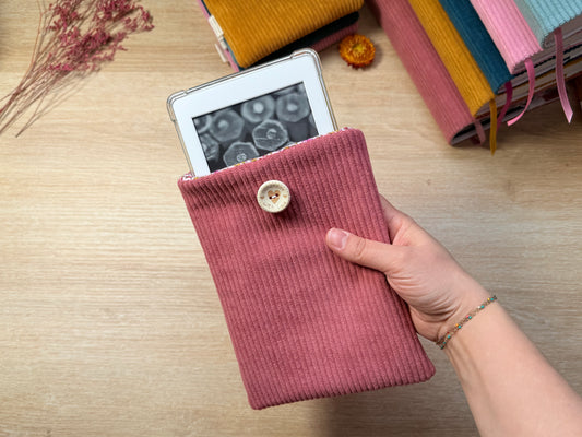 Pochette à Liseuse - Velours Vieux Rose