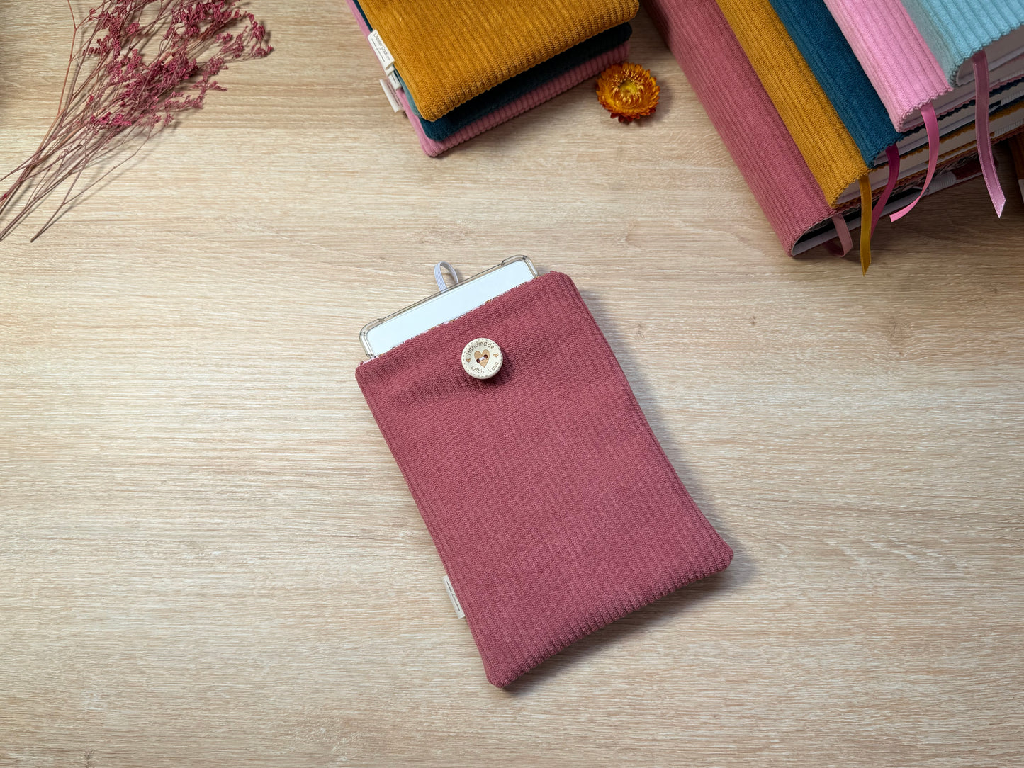 Pochette à Liseuse - Velours Vieux Rose