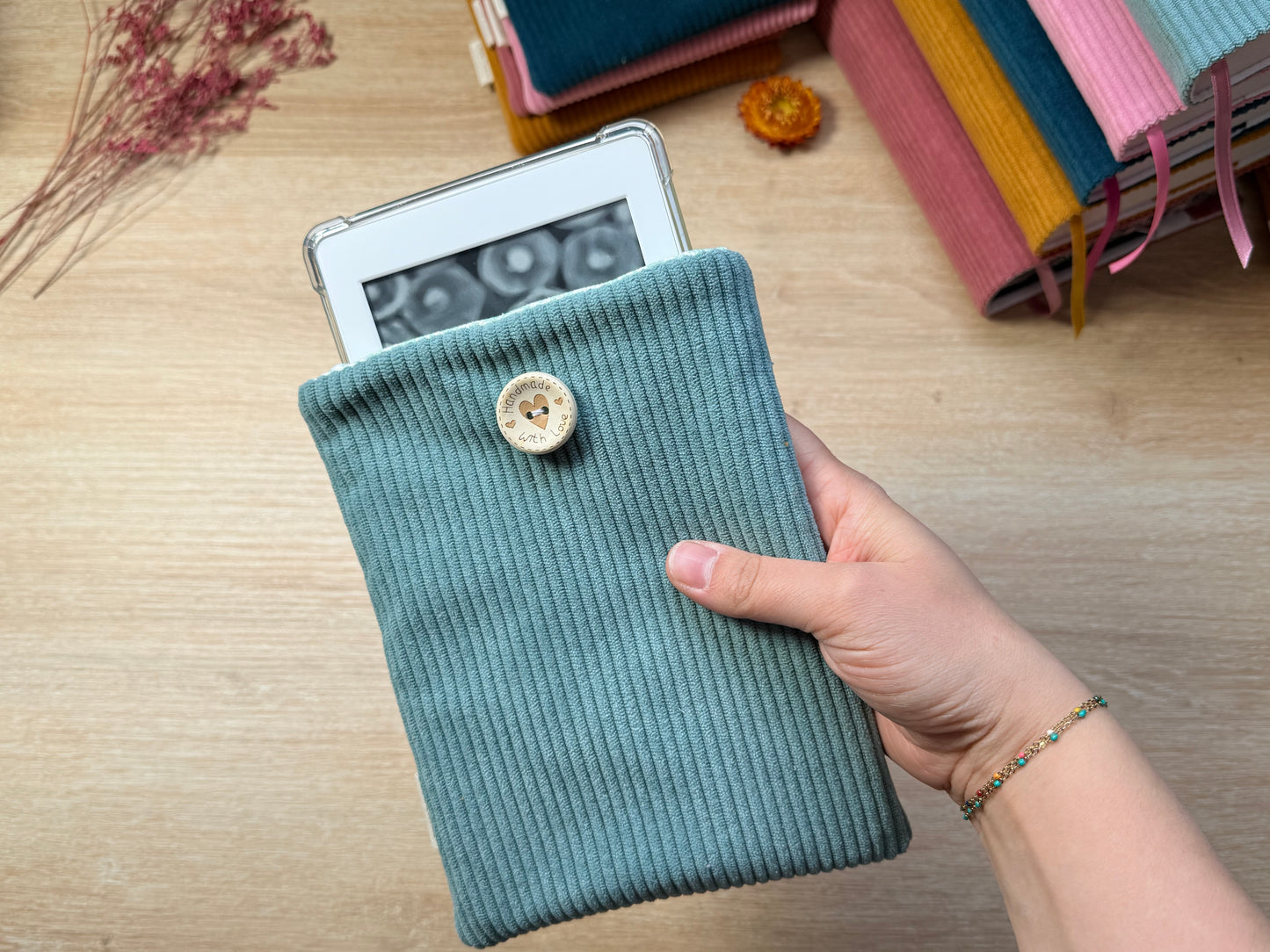Pochette à Liseuse - Velours Jade