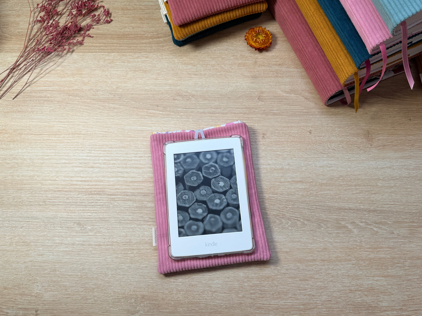 Pochette à Liseuse - Velours Rose