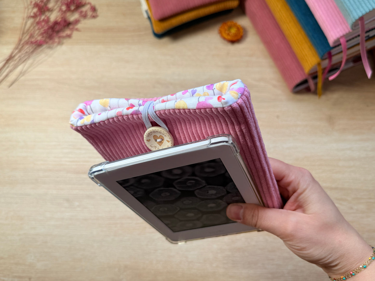 Pochette à Liseuse - Velours Rose