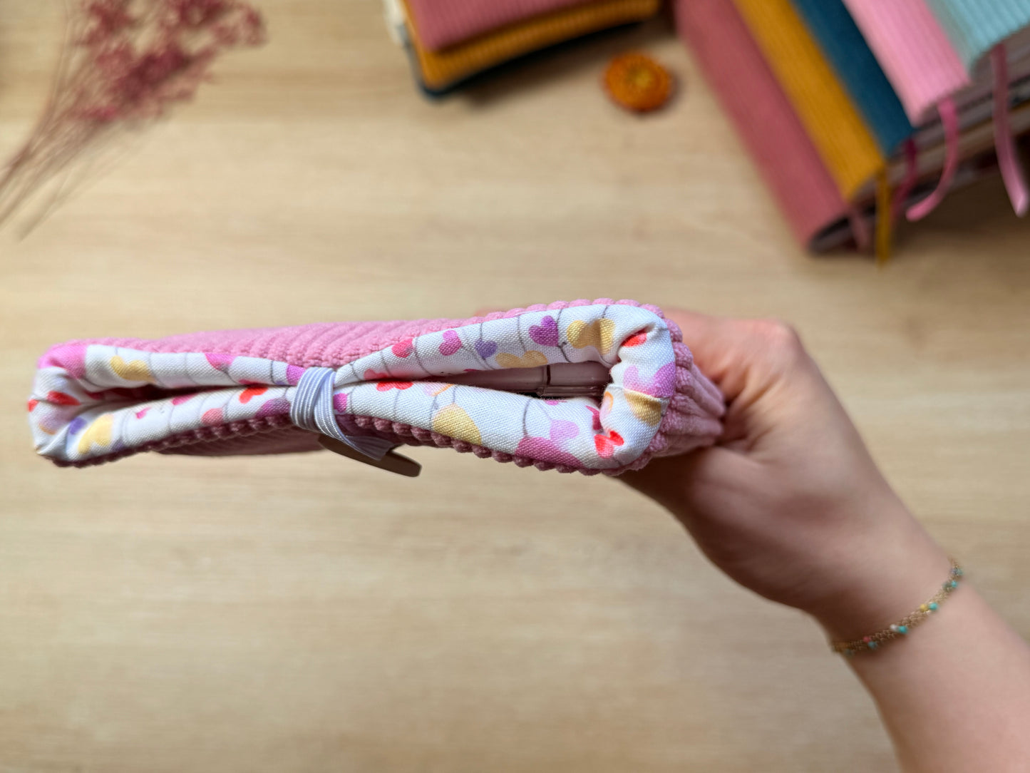 Pochette à Liseuse - Velours Rose